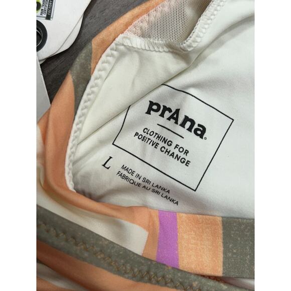 NWT PrAna Marine Street Swim Top High Neck Striped Swimming Bikini Top Size L - Picture 3 of 6